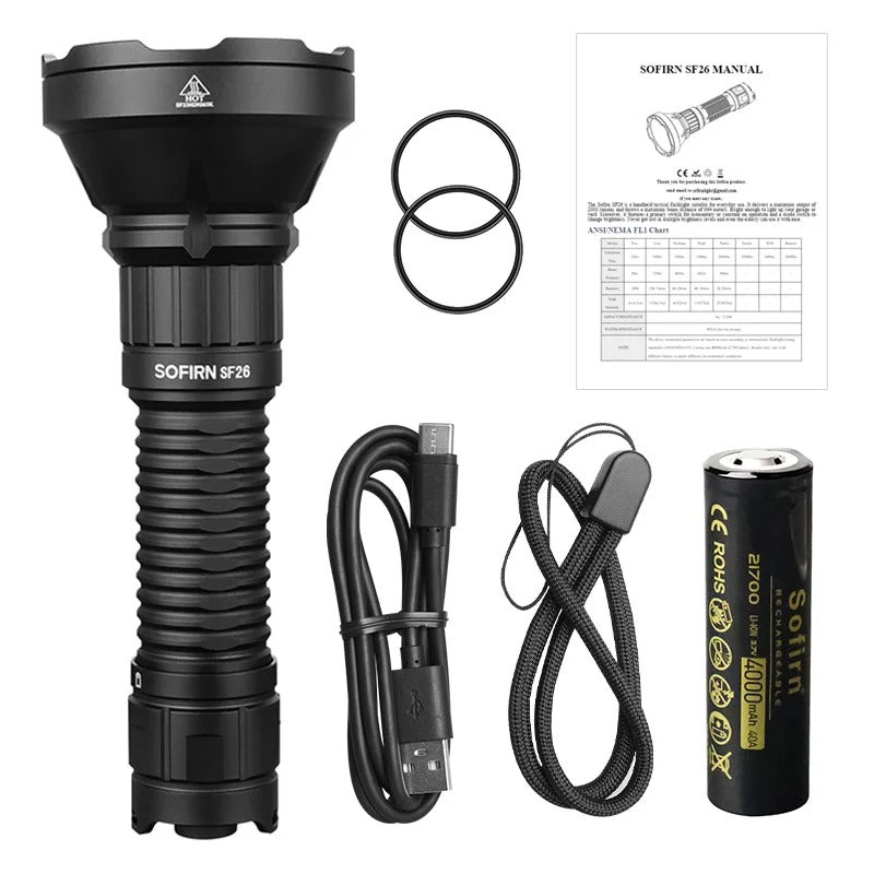 lampe de poche tactique type-c Rechargeable portable puissante 21700 torche Camping EDC lampe de poche