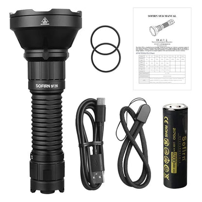lampe de poche tactique type-c Rechargeable portable puissante 21700 torche Camping EDC lampe de poche